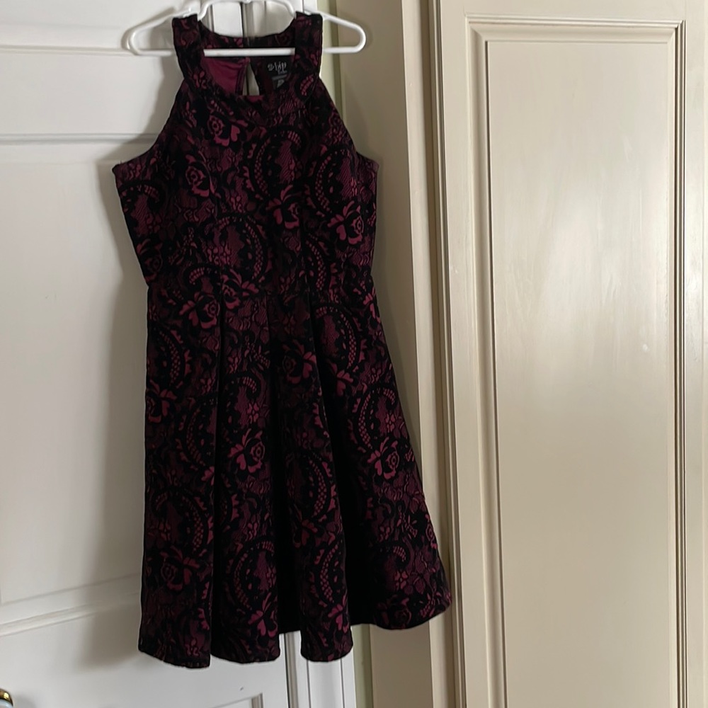 Burgundy and black girls formal dress